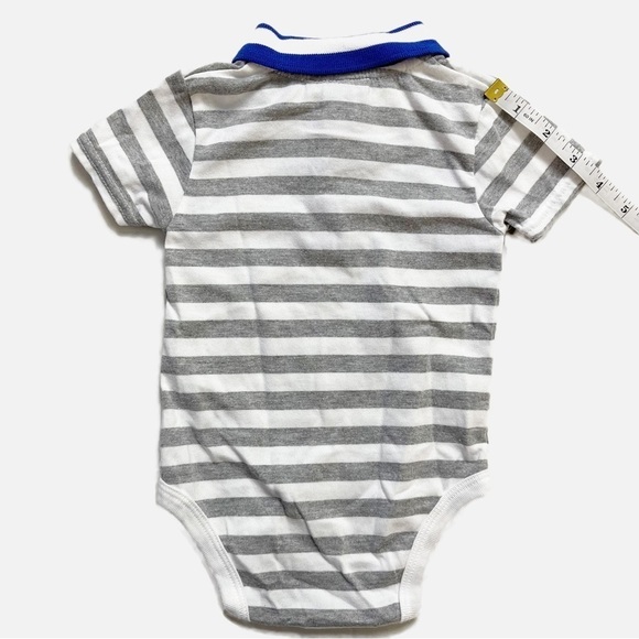 TOMMY HILFIGER Baby Striped Cotton Blend Button Onesie - 6/9M - Picture 6 of 8